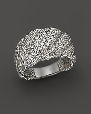 John Hardy Classic Chain Silver & Diamond Pave Large Twisted Ring, .55 Ct. T.w.