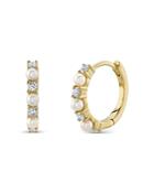 Moon & Meadow 14k Yellow Gold Cultured Pearl & Diamond Huggie Hoop Earrings - 100% Exclusive