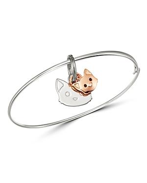 Dodo Sterling Silver Cat Charm Bangle Bracelet