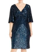 Adrianna Papell Plus Sequined Twist-front Dress