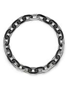 David Yurman Madison Chain Enamel Necklace In Black