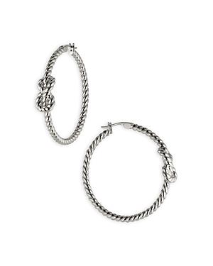 Ajoa By Nadri Vacay Knot Rope Hoop Earrings In Rhodium Plated