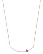 Own Your Story 14k Rose Gold Linear Red Garnet & Diamond Bar Pendant Necklace, 16-18