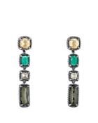 David Yurman Chatelaine Mosaic Drop Earrings With 18k Gold Domes, Green Onyx, Pyrite & Lemon Citrine With Hematine Doublet