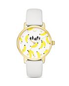 Kate Spade New York Metro That's Bananas Leather Strap Watch, 34mm