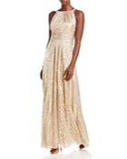 Eliza J Sleeveless Metallic Animal Print Gown