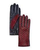 Agnelle Two-tone Braided Leather Gloves