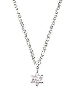 Meira T 14k White Gold Diamond Star Of David Adjustable Pendant Necklace, 18