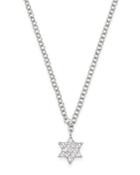 Meira T 14k White Gold Diamond Star Of David Adjustable Pendant Necklace, 18
