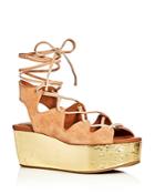 See By Chloe Lace Up Metallic Platform Sandals