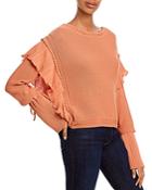 Rebecca Taylor Cotton Ruffled Pointelle Sweater