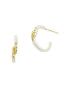 Freida Rothman Fleur Bloom Small Hoop Earrings In 14k Gold-plated & Rhodium-plated Sterling Silver