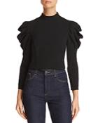 Alice + Olivia Brenna Puff-sleeve Cropped Top