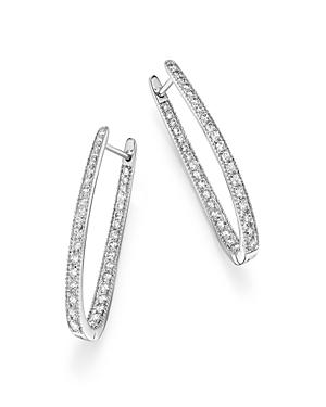 Diamond Inside Out Oval Hoop Earrings In 14k White Gold, 2.0 Ct. T.w. - 100% Exclusive
