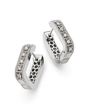 Alberto Amati Sterling Silver Diamond Square Hoop Earrings