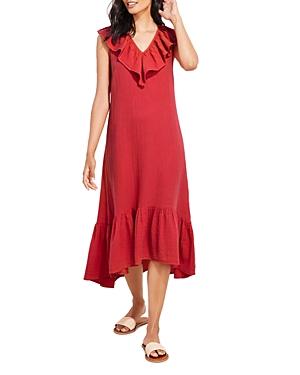 Vineyard Vines Ruffle Trim Double Gauze Midi Dress