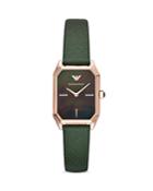 Emporio Armani Mother-of-pearl & Green Leather Strap Watch, 24mm X 36mm
