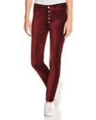 Paige Hoxton Velvet Button Fly Ankle Jeans In Dark Currant