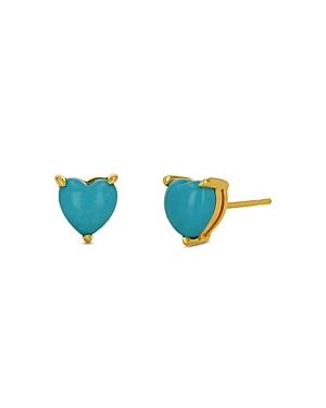 Rachel Reid 14k Yellow Gold Turquoise Heart Stud Earrings