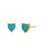 Rachel Reid 14k Yellow Gold Turquoise Heart Stud Earrings