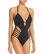 Kenneth Cole Sexy Solids Plunge Push Up One Piece Swimsuit