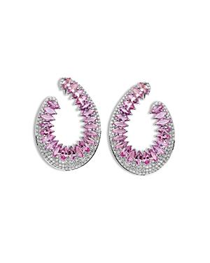 Hueb 18k White Gold Mirage Pink Sapphire & Diamond Front To Back Earrings