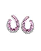 Hueb 18k White Gold Mirage Pink Sapphire & Diamond Front To Back Earrings