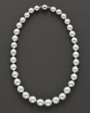 Cultured White South Sea Pearl Necklace In 14k White Gold, 18