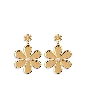 Luv Aj Crystal Daisy Statement Earrings In Gold Tone