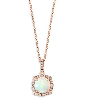 Bloomingdale's Opal & Diamond Halo Pendant Necklace In 14k Rose Gold, 16-18 - 100% Exclusive