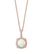 Bloomingdale's Opal & Diamond Halo Pendant Necklace In 14k Rose Gold, 16-18 - 100% Exclusive
