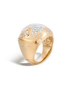 John Hardy Bamboo 18k Gold Diamond Pave Dome Ring