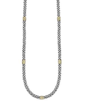 Lagos Signature Caviar Sterling Silver & 18k Gold Rope Necklace, 16