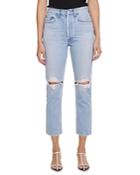 Agolde Riley Straight Cropped Jeans In Clear Skies