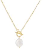 Adinas Jewels Cultured Freshwater Pearl Pendant Necklace In 14k Gold Plated Sterling Silver, 18