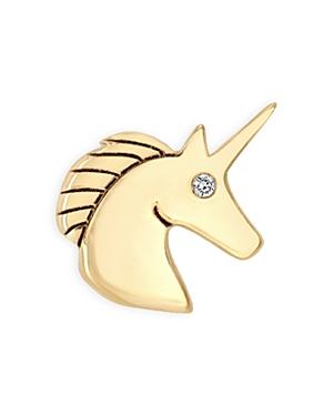 Zoe Chicco 14k Yellow Gold Itty Bitty Symbols Diamond Accent Unicorn Single Stud Earring