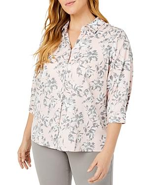 Foxcroft Plus Ruben Cotton Floral Print Shirt