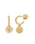 Kate Spade New York Wishes Pave Heart & Butterfly Mismatch Charm Huggie Hoop Earrings