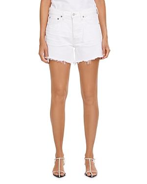Agolde Parker Long Jean Shorts In Panna Cotta