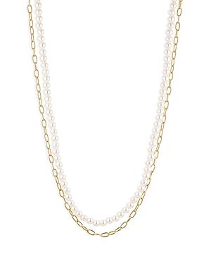 Nadri La Vie Nacre Pearl Layered Necklace In 18k Gold Plated, 15-19