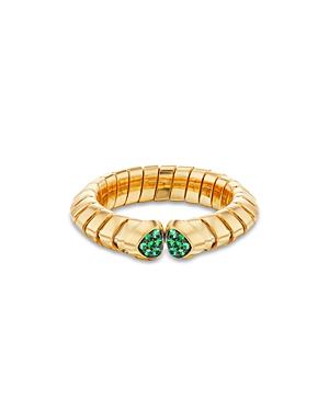 Marina B 18k Yellow Gold Trisolina Emerald Pave Ring