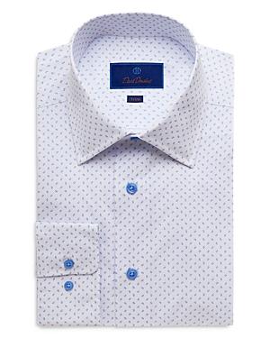 David Donahue Blue Micro Print Dress Shirt