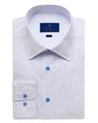 David Donahue Blue Micro Print Dress Shirt