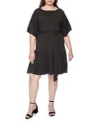 B Collection By Bobeau Curvy Angel Belted Flutter Dress