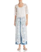 Aqua Embroidered-mesh Long Kimono - 100% Exclusive