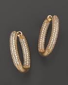 Diamond Pave Inside-out Hoop Earrings In 14k Yellow Gold, .75 Ct. T.w.