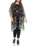 Karen Kane Plus Floral-burnout Kimono