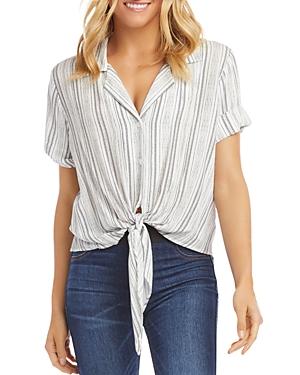 Karen Kane Roll-sleeve Tie-front Top