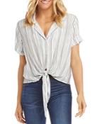 Karen Kane Roll-sleeve Tie-front Top