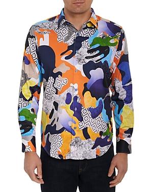 Robert Graham The Charlatan Cotton Blend Abstract Patchwork Print Classic Fit Button Down Shirt